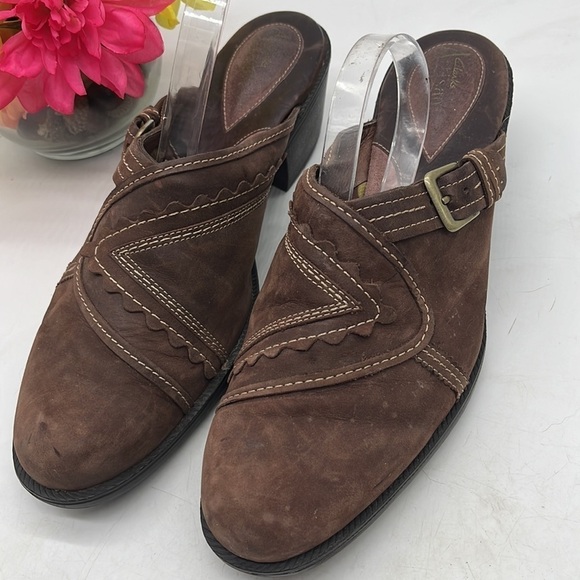 Clarks Artisan Brown Suede Slip On Mules Size 11 CM4591 - Picture 2 of 11